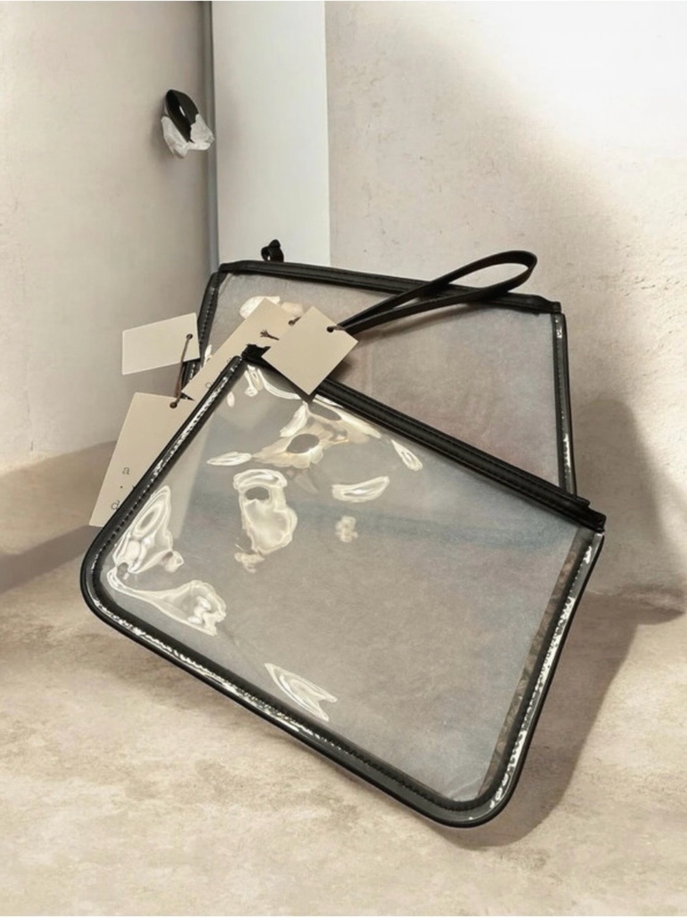 Amazon Clear PVC Wristlet Clutch with Black Trim